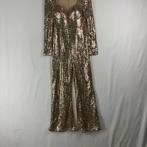 Rebellious Rose Sweetheart Neck Sequin Buckle Belted Jumpsuit